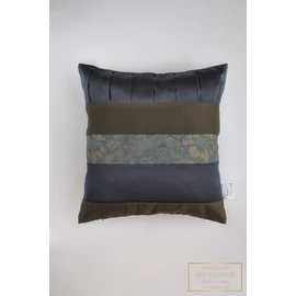 Kis díszpárnahuzat - Méregzöld, sötétkék, virág mintás