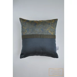 Kis díszpárnahuzat - Méregzöld, sötétkék, virág mintás