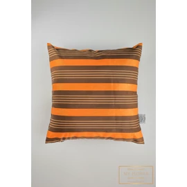 Kis díszpárnahuzat - Barna, narancssárga csíkos, csillogó