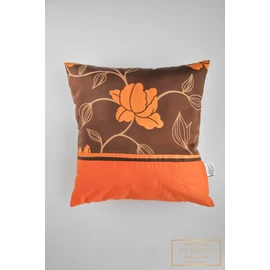 Kis díszpárnahuzat - Barna, narancssárga, virág mintás