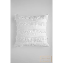 Kocka díszpárnahuzat - Fehér, rojtos díszcsíkokkal 