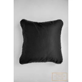 Kocka díszpárnahuzat - Fekete, kötél szegéllyel