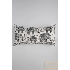 Hosszúkás díszpárnahuzat - Fehér, fekete elefánt mintás