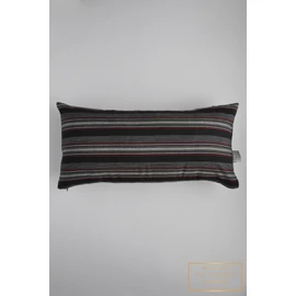 Hosszúkás díszpárnahuzat - Fekete, színes csíkos