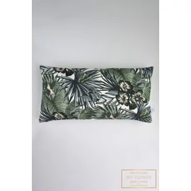 Hosszúkás díszpárnahuzat - Méregzöld, sötétkék, dzsungel mintás