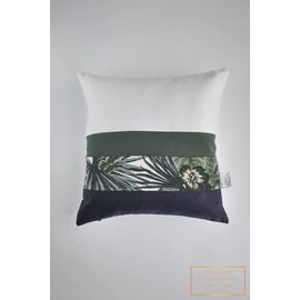 Kis díszpárnahuzat - Fehér, kék, zöld mintás
