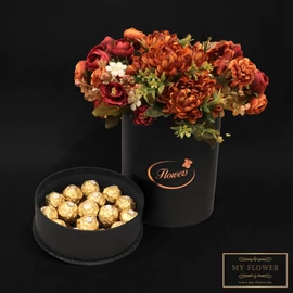 Fekete bonbon és virágdoboz egyben