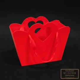 Piros táska díszdoboz szíves füllel