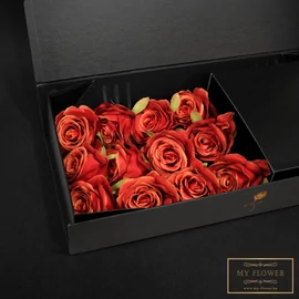 Fekete deluxe lapos rózsadoboz