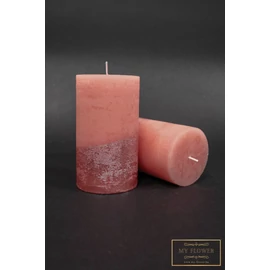 Rózsaszín gyertya rosegold mintával - Nagy