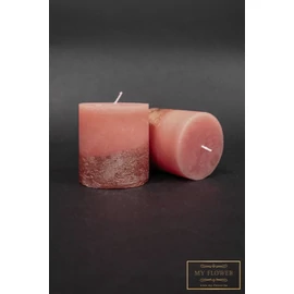 Rózsaszín gyertya rosegold mintával - Kicsi