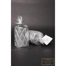 Ezüst rombusz mintájú gyertya strasszkövekkel - Kicsi