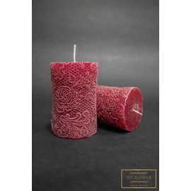 Bordó csipke mintás gyertya