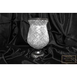 Fehér kehely alakú rusztikus üveg gyertyatartó 