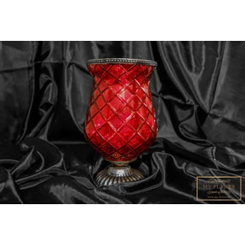 Piros kehely alakú rusztikus üveg gyertyatartó 