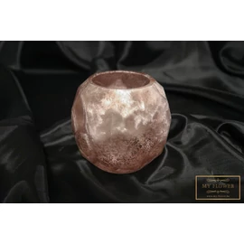 Púder színű fagyos üveg mécsestartó