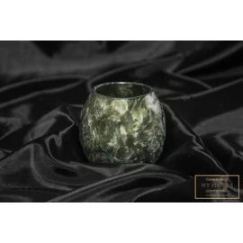 Pasztell mentazöld színű fagyos üveg mécsestartó