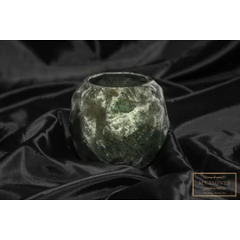 Pasztell mentazöld színű fagyos üveg mécsestartó - Nagy