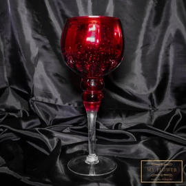 Piros kehely alakú üveg gyertyatartó - Kicsi