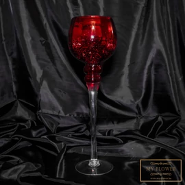 Piros kehely alakú üveg gyertyatartó - Nagy