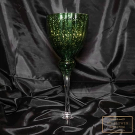 Zöld kehely alakú üveg gyertyatartó - Kicsi