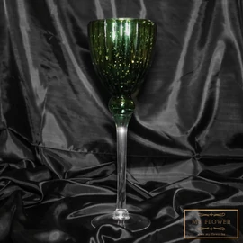 Zöld kehely alakú üveg gyertyatartó - Közepes