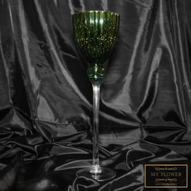 Zöld kehely alakú üveg gyertyatartó - Nagy