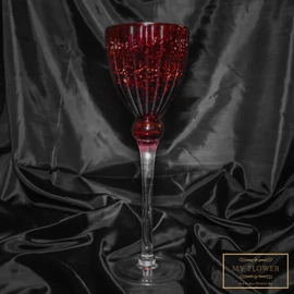 Bordó kehely alakú üveg gyertyatartó - Kicsi