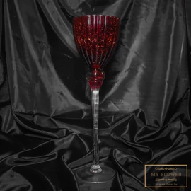 Bordó kehely alakú üveg gyertyatartó - Nagy