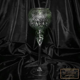 Pasztell mentazöld kehely alakú üveg gyertyatartó - Közepes