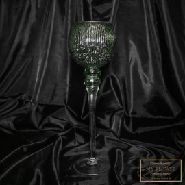 Pasztell mentazöld kehely alakú üveg gyertyatartó - Nagy