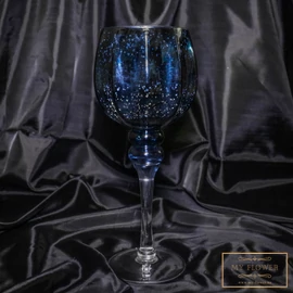 Sötétkék kehely alakú üveg gyertyatartó - Kicsi