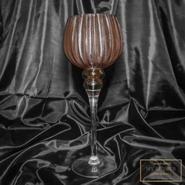 Karamell kehely alakú rusztikus üveg gyertyatartó