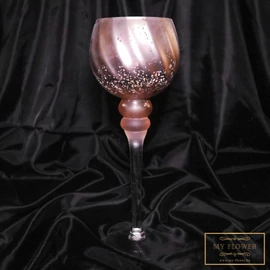 Rosegold kehely alakú üveg gyertyatartó - Kicsi