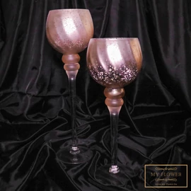 Rosegold kehely alakú üveg gyertyatartó (2db)
