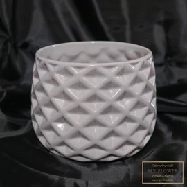 Világosszürke dombormintás virágcserép