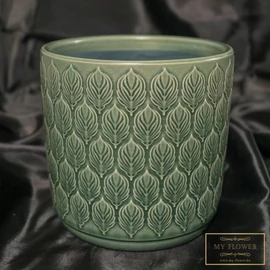 Hamvaszöld mintás virágcserép