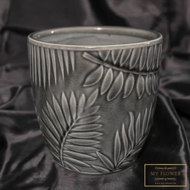 Sötétszürke pálmafa mintás virágcserép