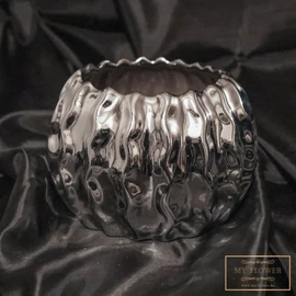 Ezüst fényes dekoratív virágcserép